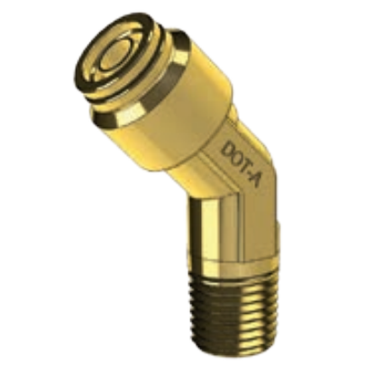 DOT PUSH FITTING- 45 DEGREE MALE ELBOW - IMPERIAL TUBE TO NPTF MALE PIPE THREAD BP DQ54DOT