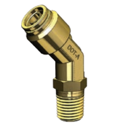 DOT PUSH FITTING- 45 DEGREE SWIVEL MALE ELBOW - IMPERIAL TUBE TO NPTF MALE PIPE THREAD BP DQ54DOTS