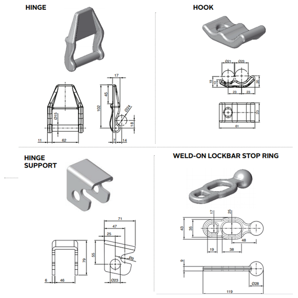 DOUBLE ACTING HINGES