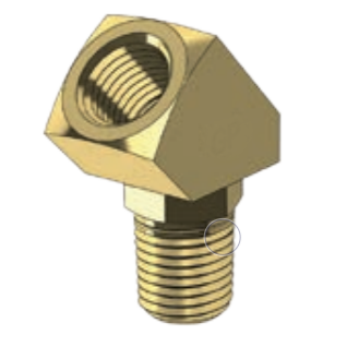 BRASS FITTING - 45 DEGREE MALE TO FEMALE SWIVEL ELBOW - IMPERIAL