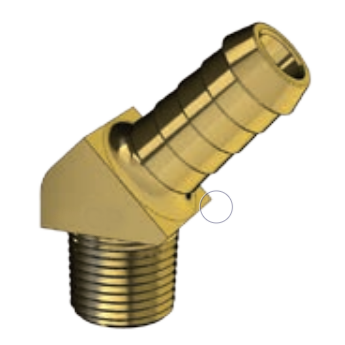 BRASS FITTING - 45 DEGREE HOSE BARB - IMPERIAL