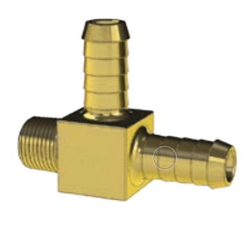 BRASS FITTING - HOSE BARB MALE RUN TEE - IMPERIAL