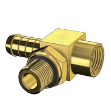 BRASS FITTING - HOSE BARB BRANCH TEE - IMPERIAL/METRIC