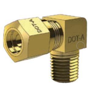 DOT COMPRESSION FITTING - 90 DEGREE MALE ELBOW - IMPERIAL TUBE TO NPTF MALE PIPE THREAD BP 69CDOT