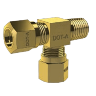DOT COMPRESSION FITTING - MALE RUN TEE - IMPERIAL TUBE TO NPTF MALE PIPE THREAD BP 71CDOT