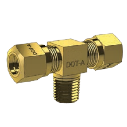 DOT COMPRESSION FITTING - MALE BRANCH TEE - IMPERIAL TUBE TO NPTF MALE PIPE THREAD BP 72CDOT