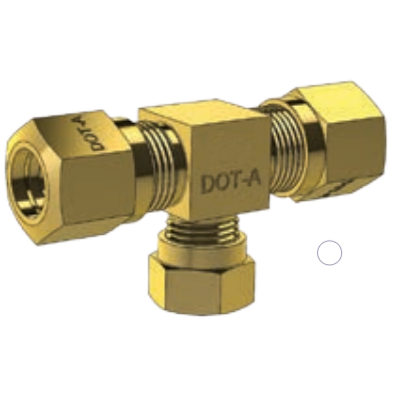 DOT COMPRESSION FITTING - UNEQUAL UNION TEE - IMPERIAL TUBE TO NPTF MALE PIPE THREAD BP 79CDOT