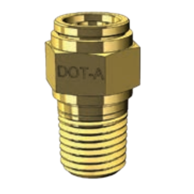 DOT PUSH FITTING- MALE CONNECTOR - IMPERIAL TUBE TO NPTF MALE PIPE THREAD BP DQ68DOT