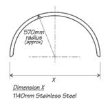 LELOX SINGLE MUDGUARD - 630MM WIDE - CURVED EDGE - LOW PROFILE - AVAILABLE IN GROOVE & NO GROOVE