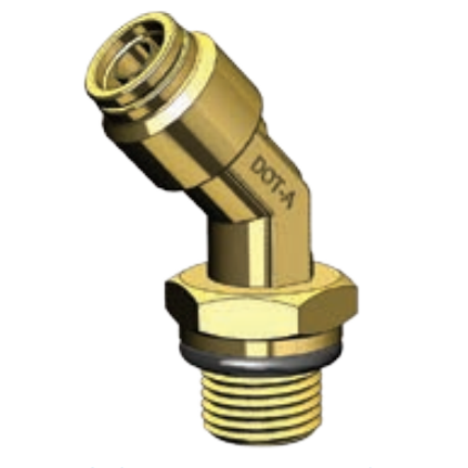 DOT PUSH FITTING- 45 DEGREE SWIVEL MALE ELBOW - IMPERIAL TUBE TO METRIC THREAD BP DQ54DOTS